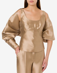 Gilet court à manches volumineuses - Beige