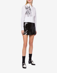 Short suede skirt with print - Black