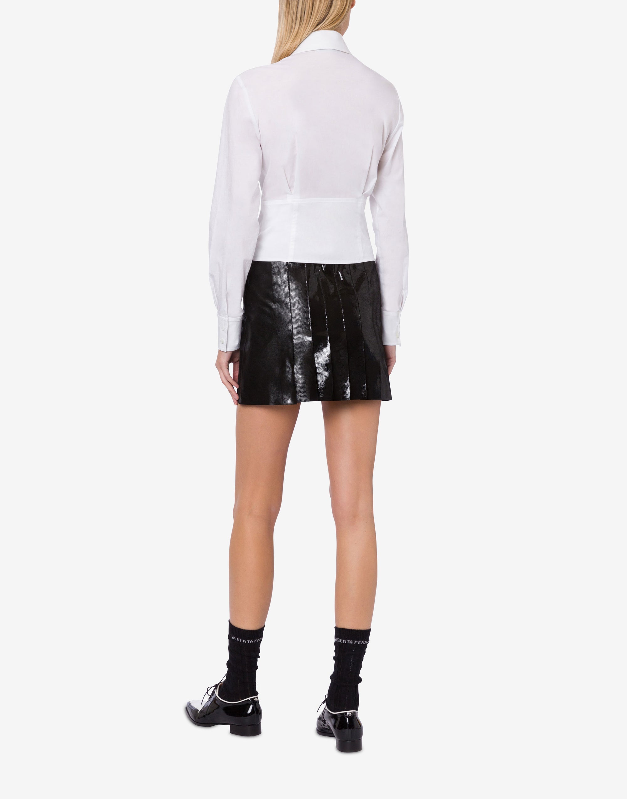 Short suede skirt with print - Black