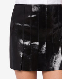 Short suede skirt with print - Black