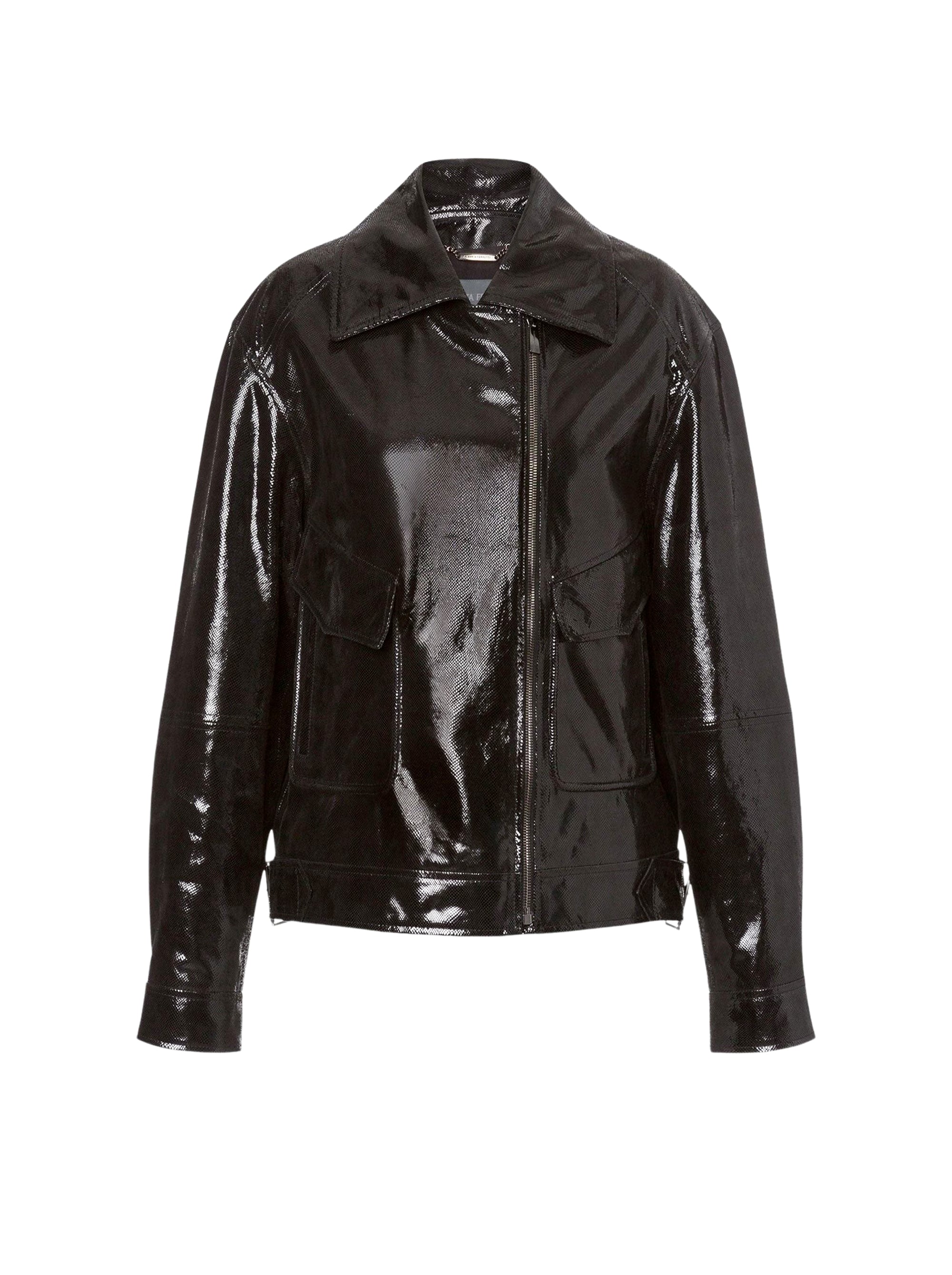 Printed suede biker jacket - Black