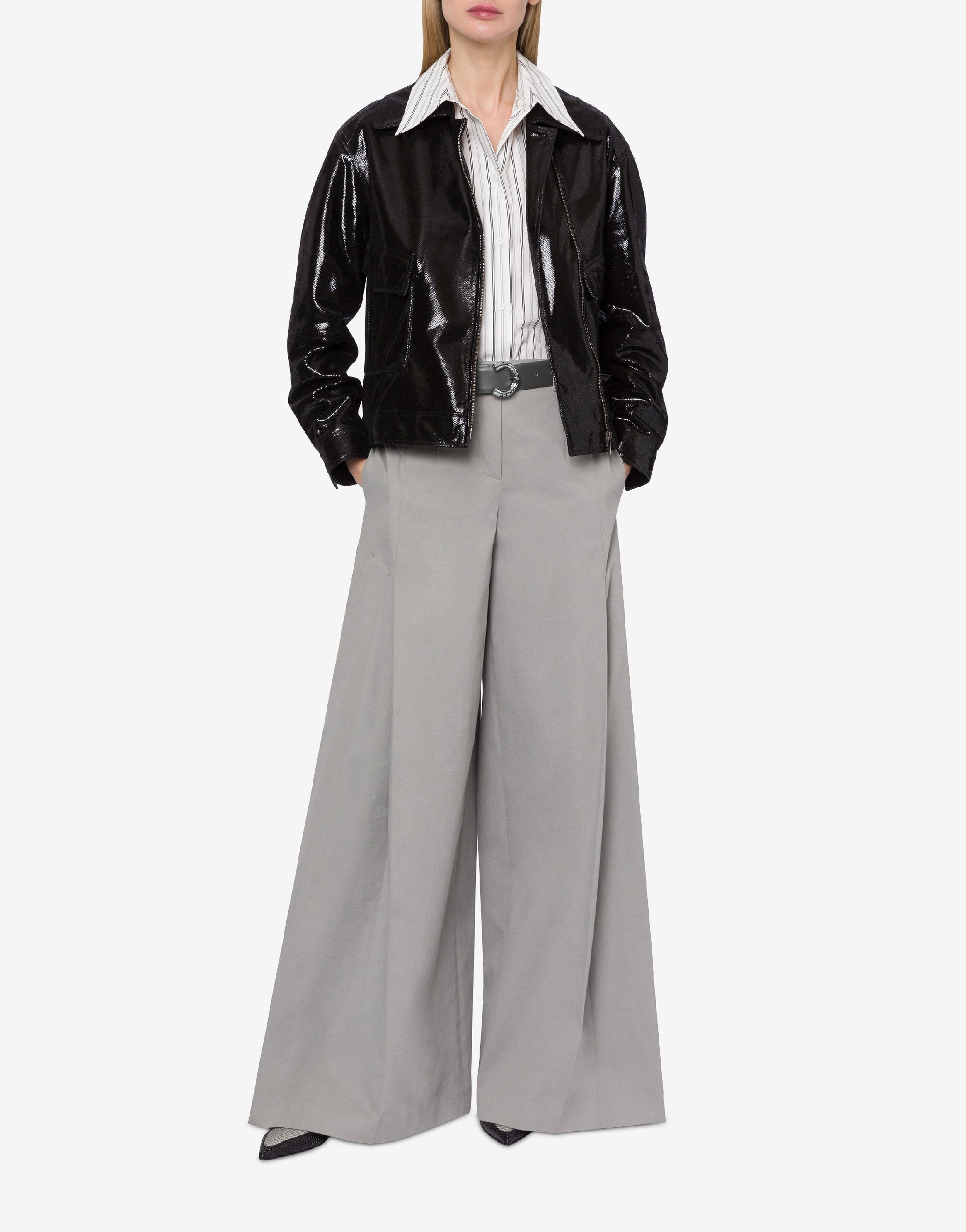 Printed suede biker jacket - Black