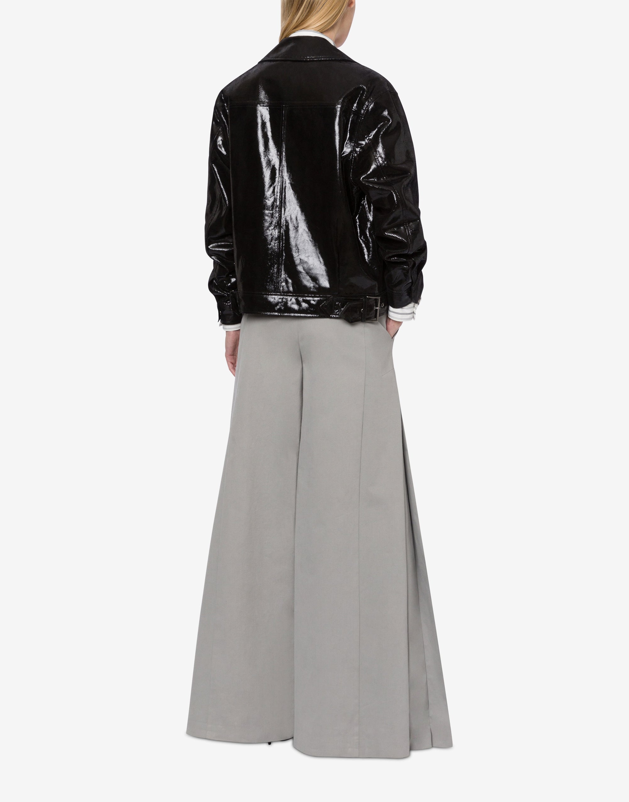 Printed suede biker jacket - Black