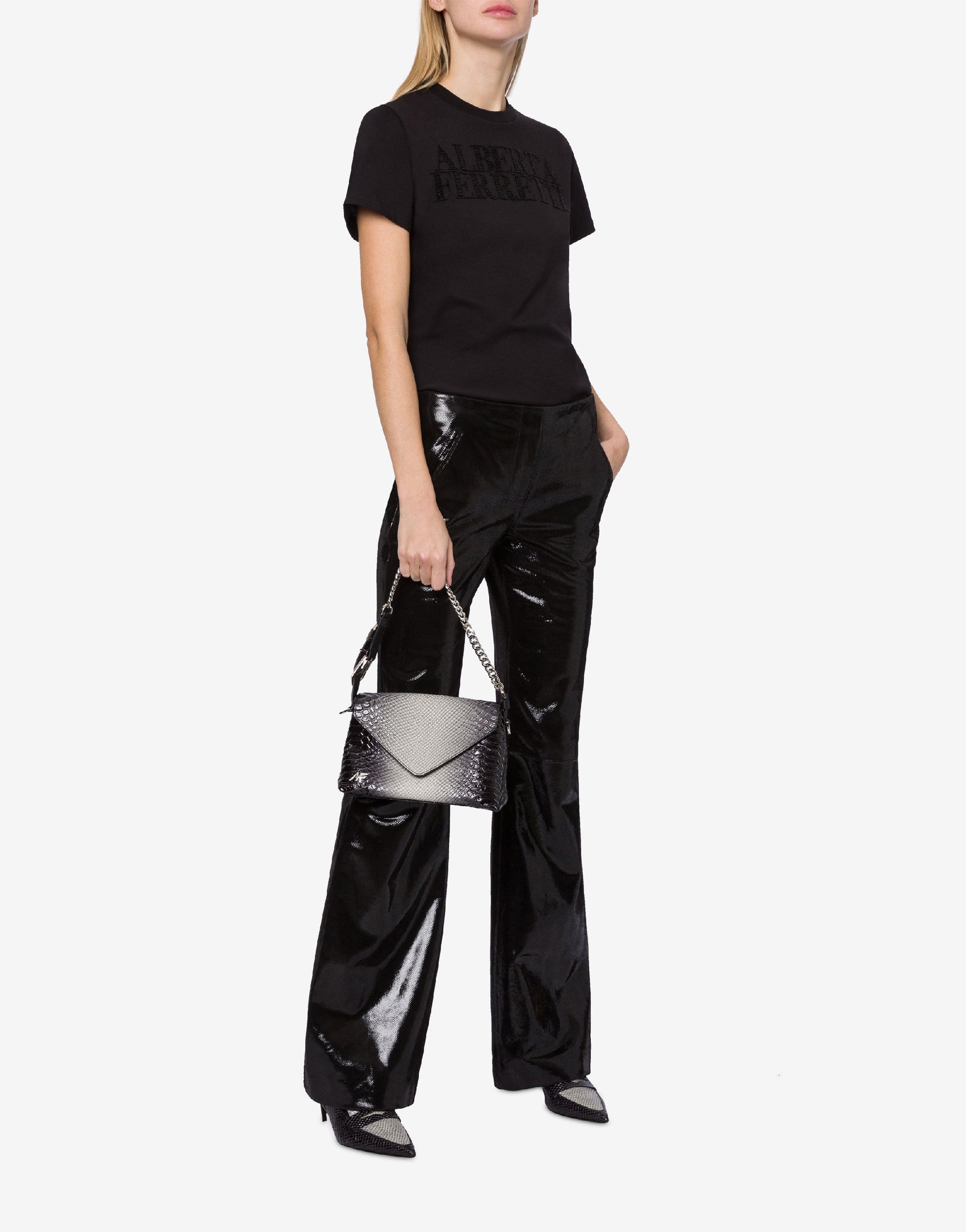 Pantalon en daim imprimé snake - Black