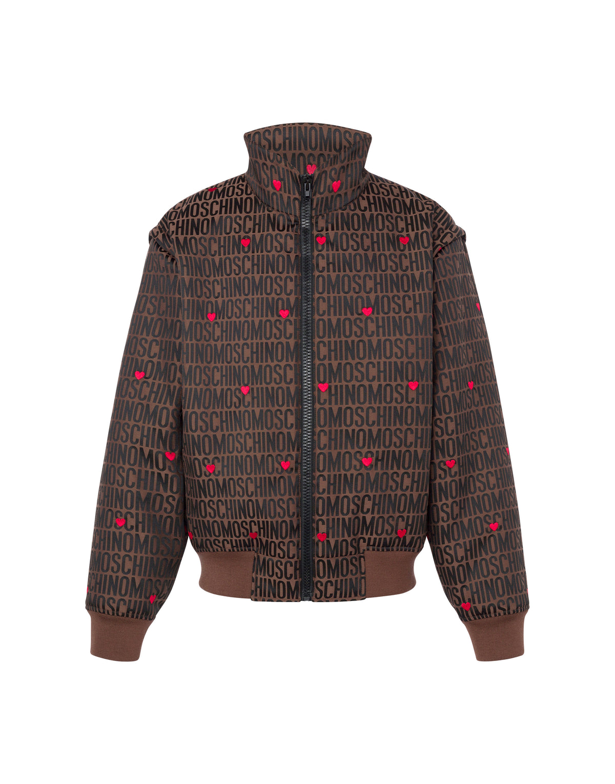 Moschino logo bomber jacket with hearts - Brown