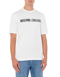 T-shirt à broderie du logo Moschino Couture en coton - White