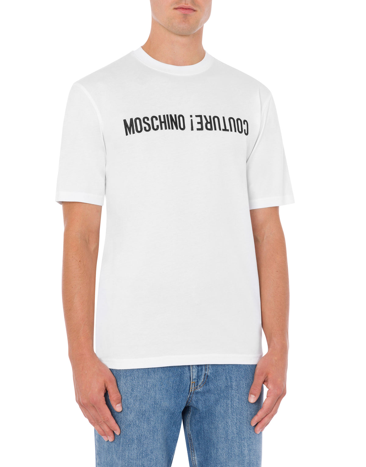 T-shirt à broderie du logo Moschino Couture en coton - White