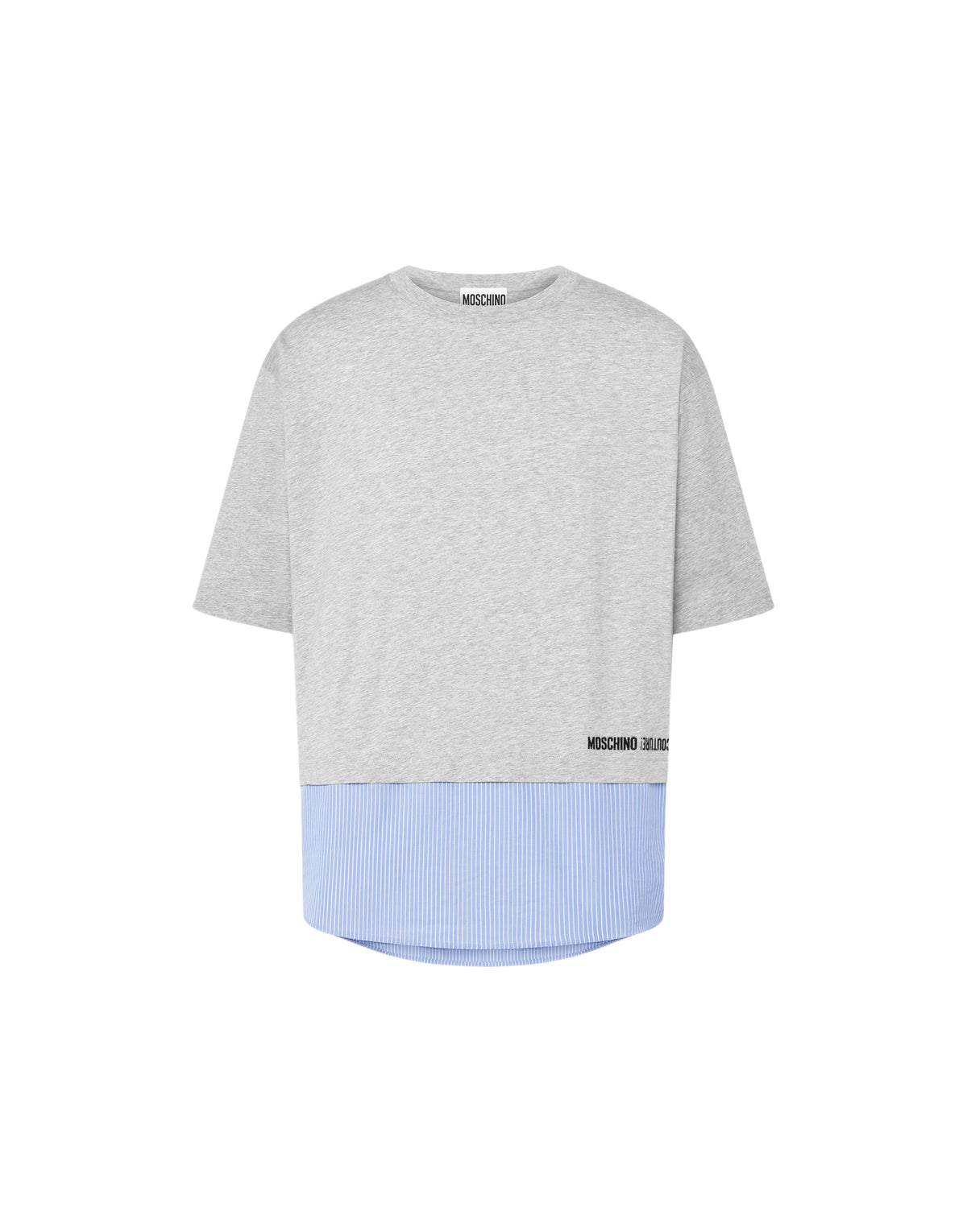 T-shirt rayé à logo Moschino Couture en coton - Grey