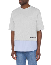T-shirt rayé à logo Moschino Couture en coton - Grey