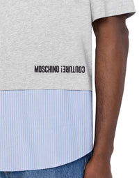 T-shirt rayé à logo Moschino Couture en coton - Grey