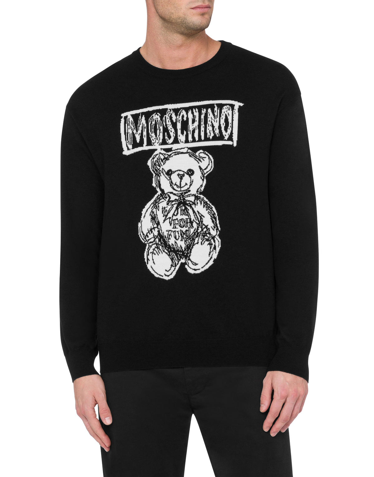 Pull Nounours en laine à col rond - Black