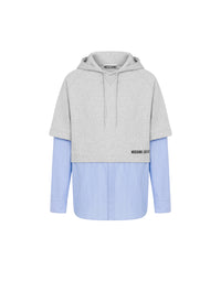 Sweatshirt rayé en coton et en popeline rayée - Grey