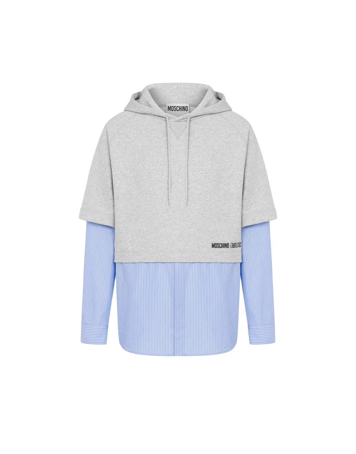 Sweatshirt rayé en coton et en popeline rayée - Grey