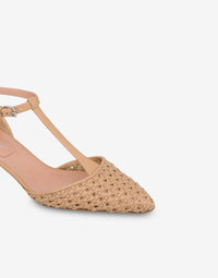 Mary Jane en cuir tressé - Beige