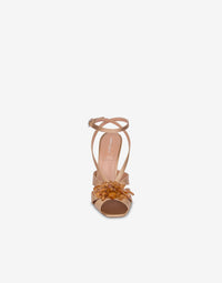 Sandales 85 en satin brodé - Multi Beige