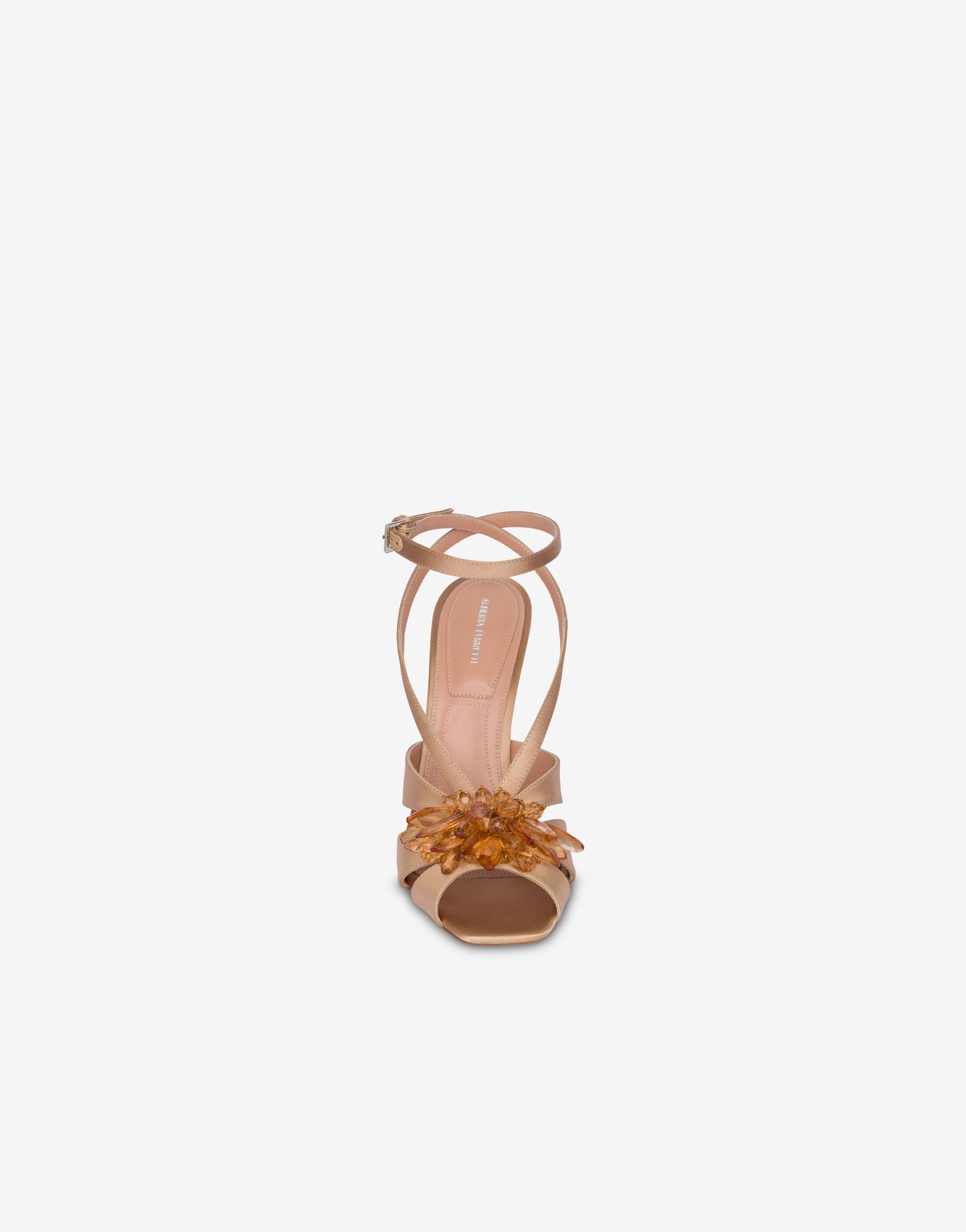 Sandales 85 en satin brodé - Multi Beige
