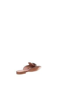 Mules en cuir à bout pointu avec nœud décoratif - Brown