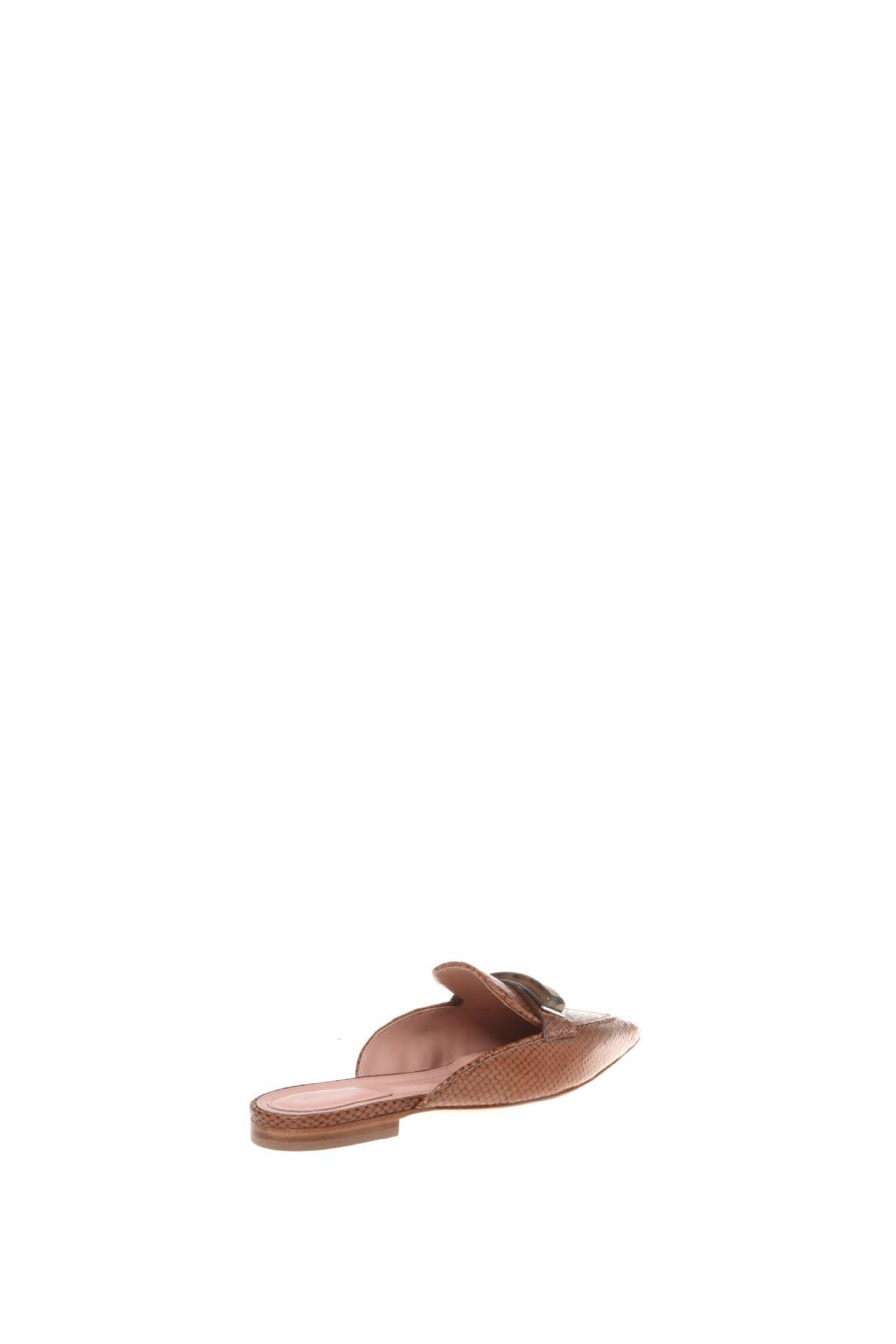 Mules en cuir à bout pointu avec nœud décoratif - Brown