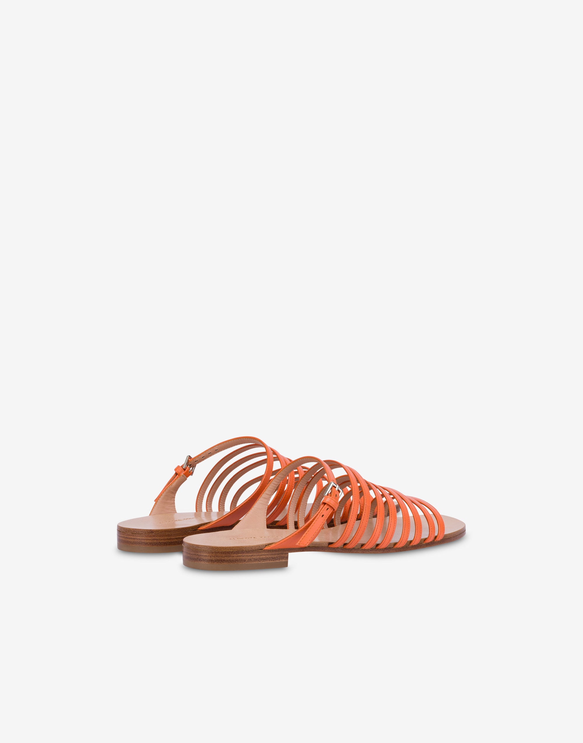 Sandales plates en daim - Orange