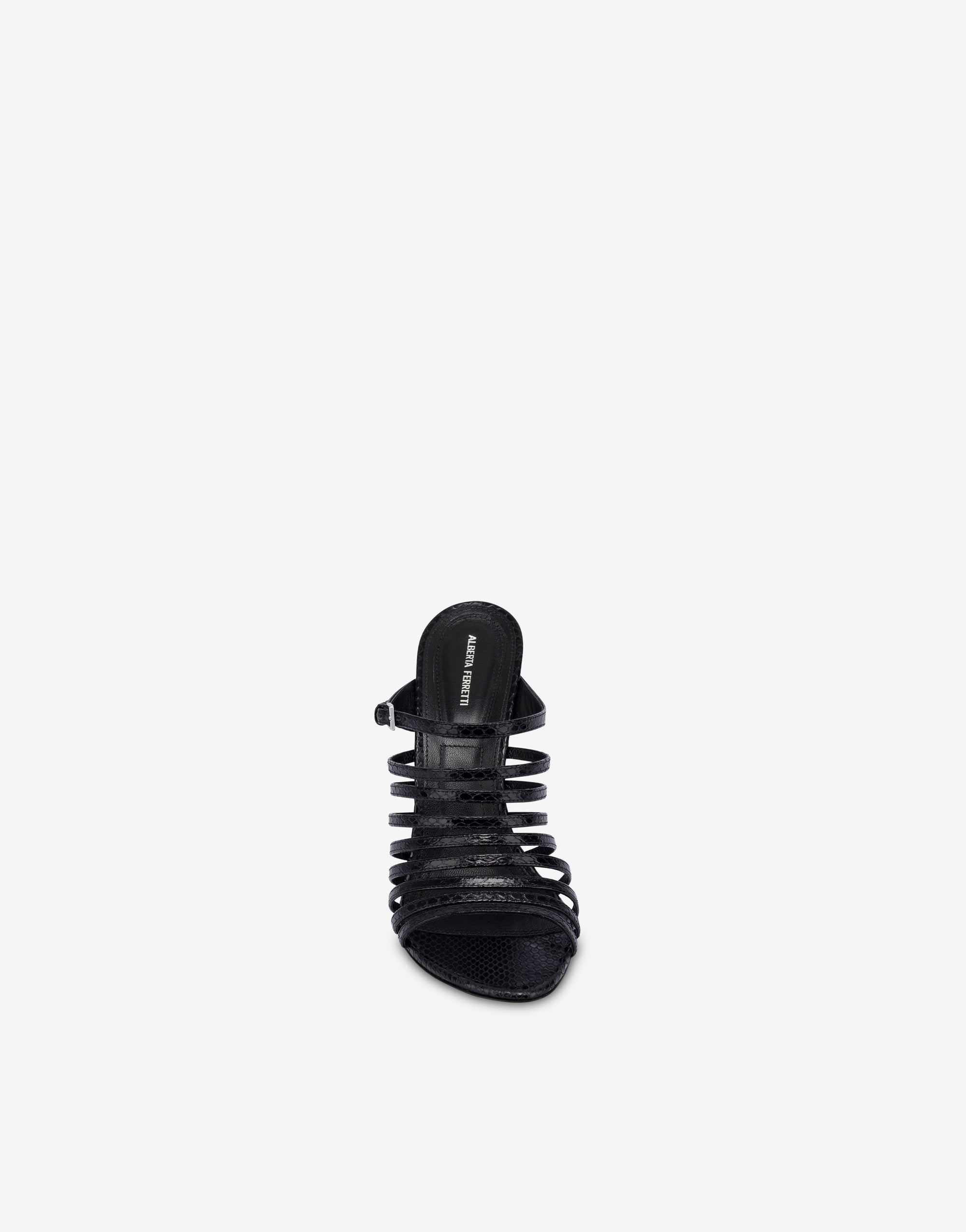 Sandales 105 en cuir imprimé brillant - Black