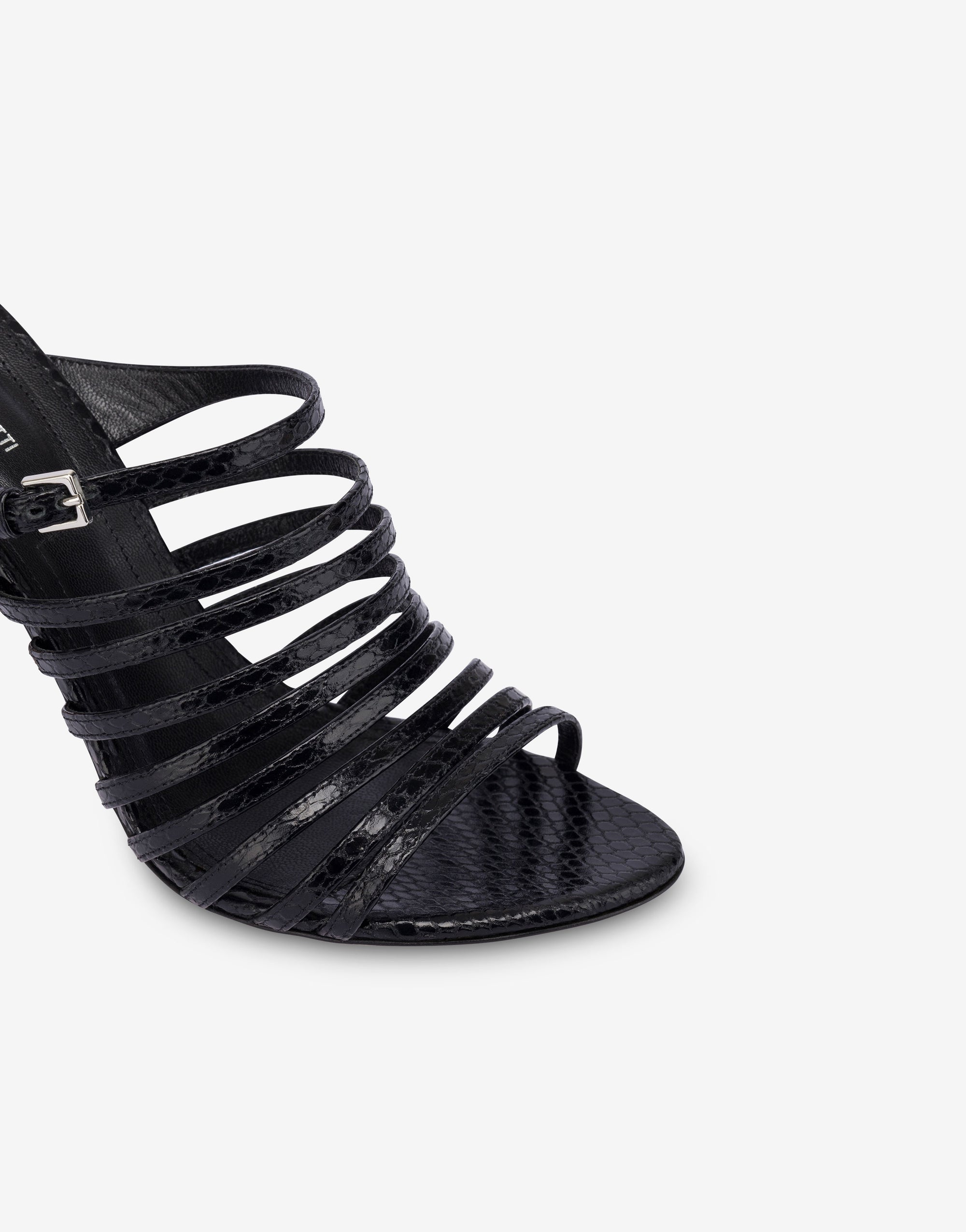 Sandales 105 en cuir imprimé brillant - Black