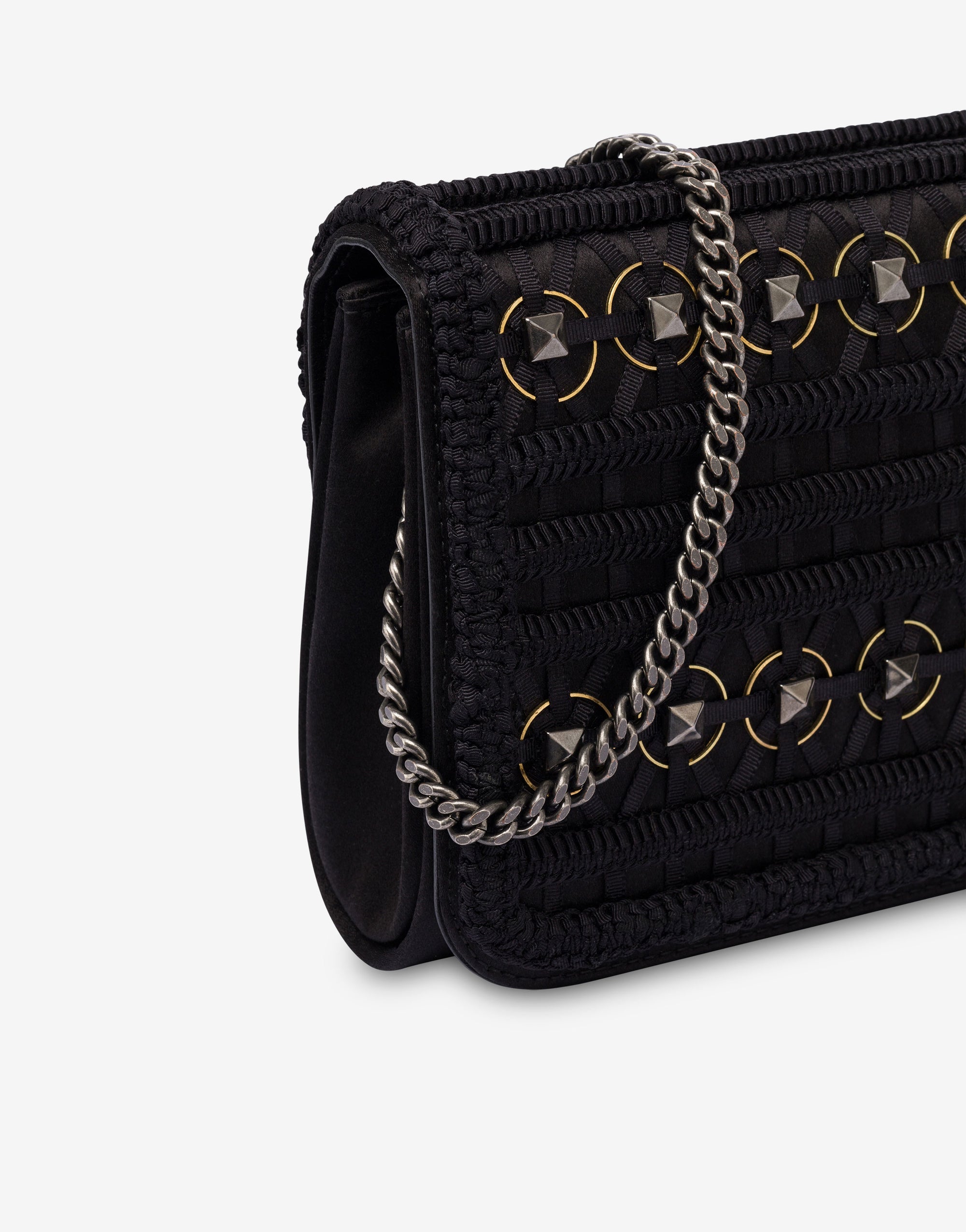 Pochette en satin avec broderie - Dark Grey