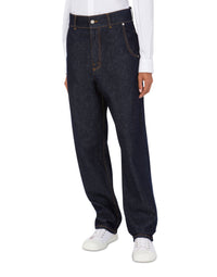 Laurel Crown Patch blue denim trousers - Blue