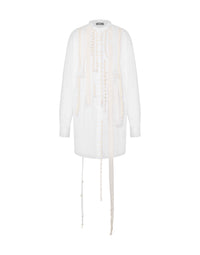Robe courte brodée en coton - White