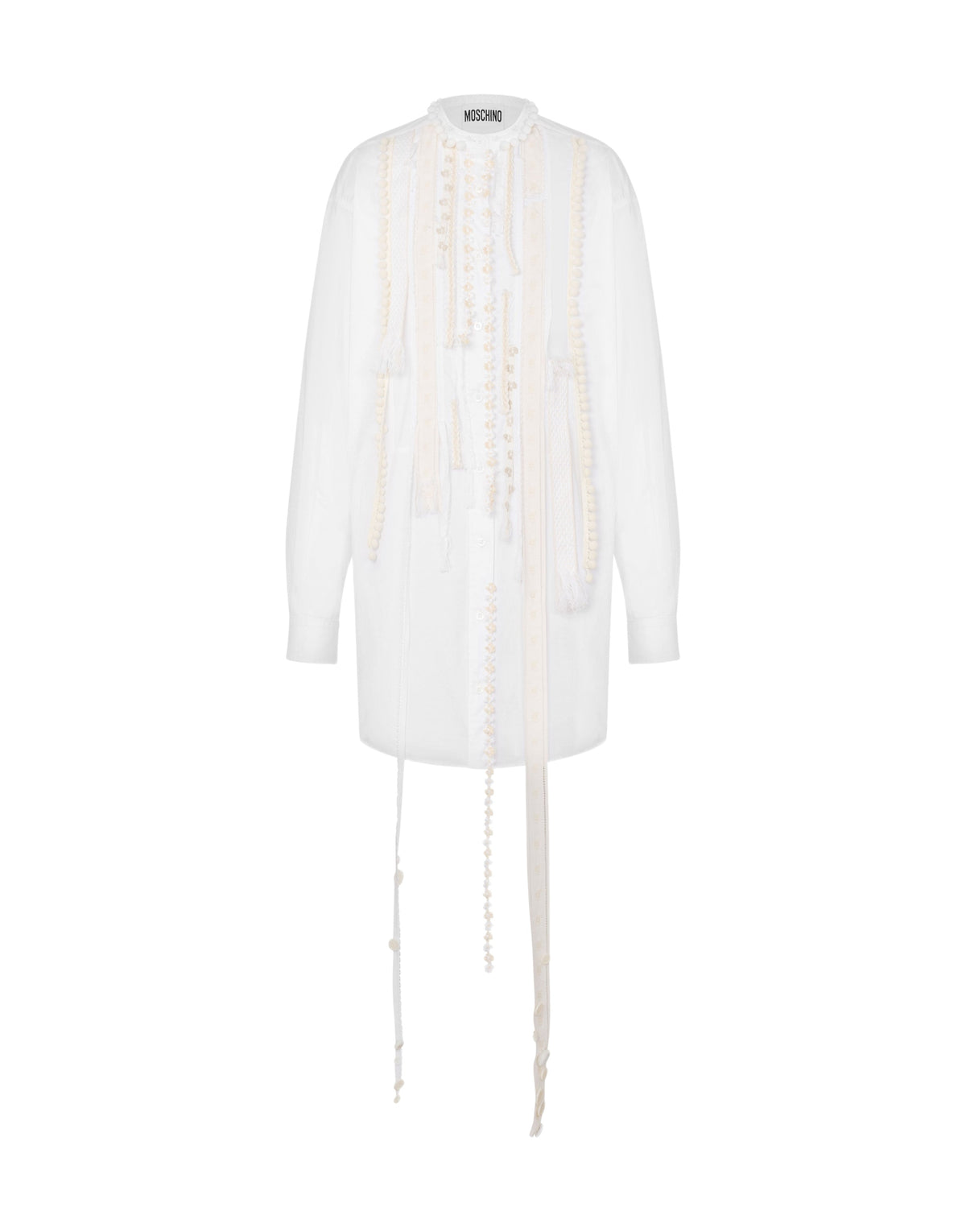 Robe courte brodée en coton - White