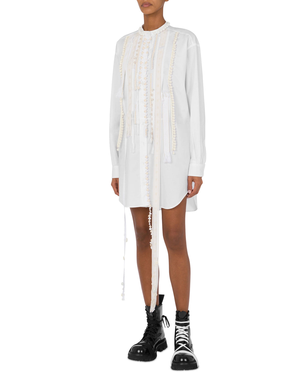 Robe courte brodée en coton - White