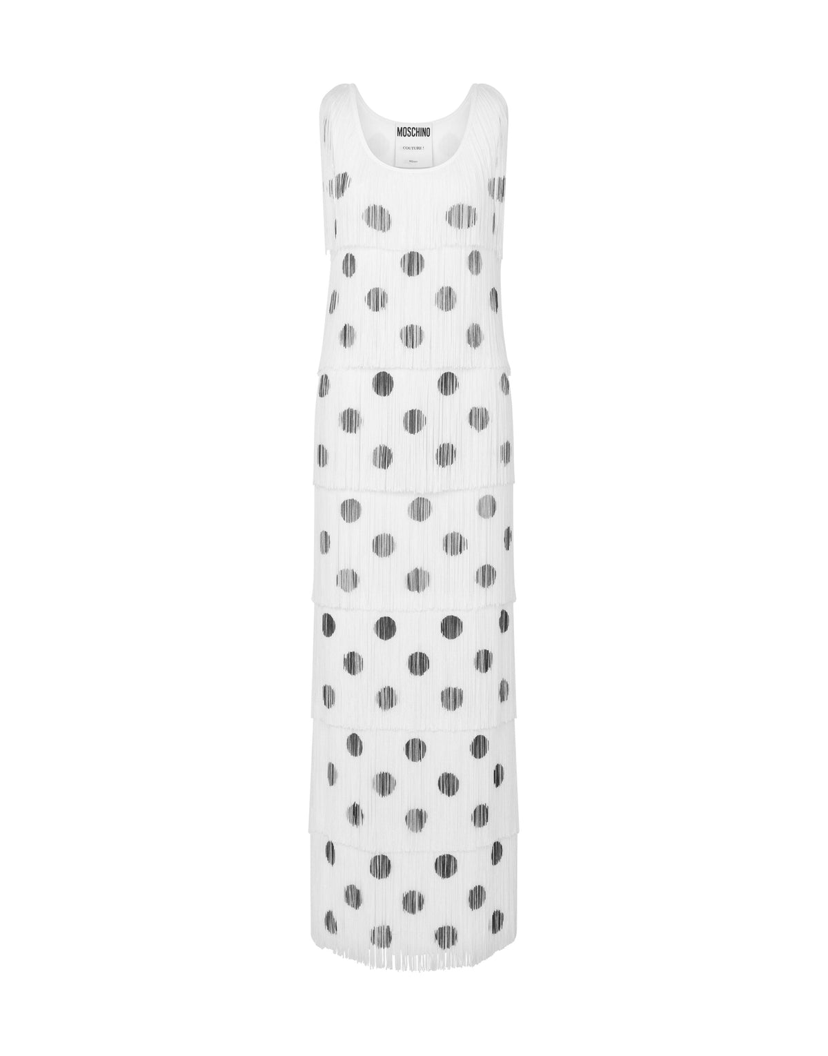 Robe longue à pois et franges - White