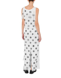 Robe longue à pois et franges - White