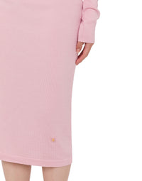 Flowing midi dress in wool and silk - Pink