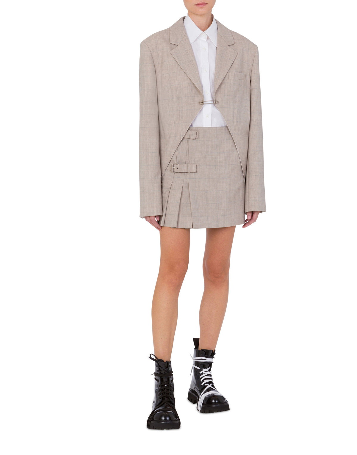 Veste asymétrique en laine - Beige