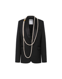 Veste simple croisée en laine - Black