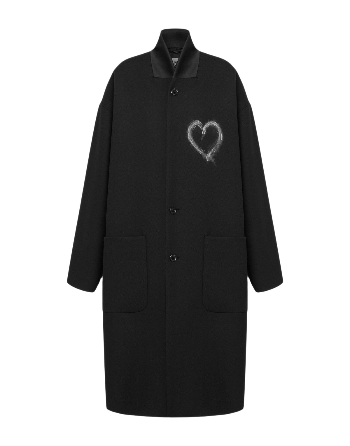 Manteau coupe croisée en laine - Black