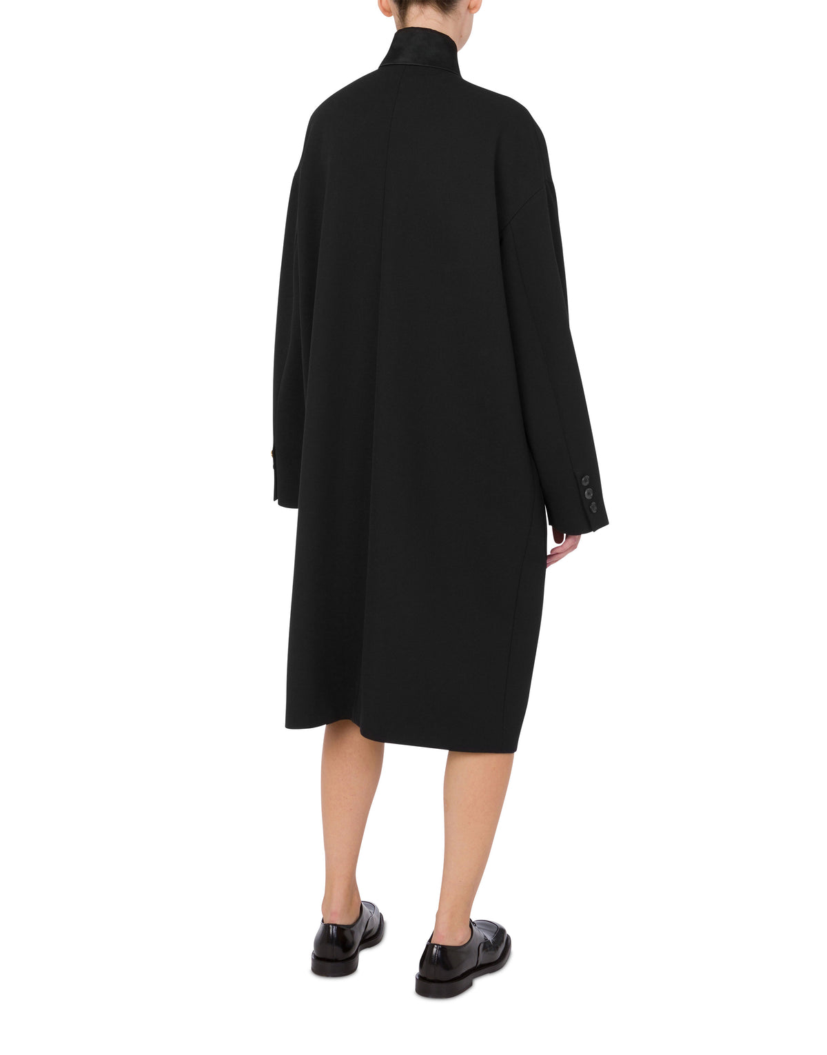 Manteau coupe croisée en laine - Black