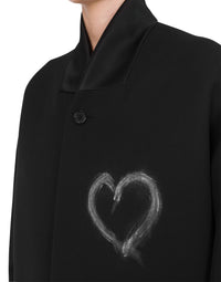 Manteau coupe croisée en laine - Black