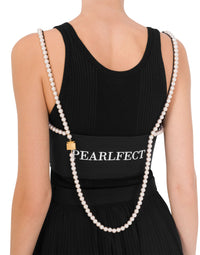 Stretch poplin crop top with pearls - Black