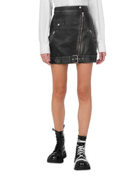 Heavy nappa leather miniskirt - Black