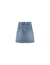 Laurel Crown Logo cotton mini skirt - Blue