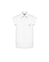 Chemise sans manches Multi Collars en coton - White
