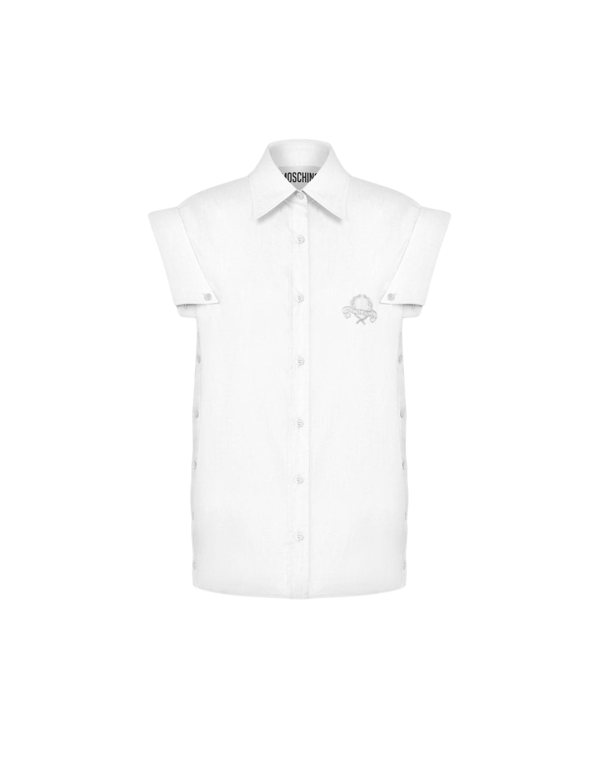 Chemise sans manches Multi Collars en coton - White