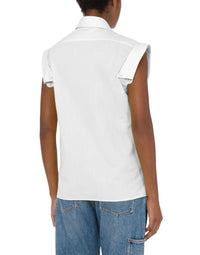 Chemise sans manches Multi Collars en coton - White