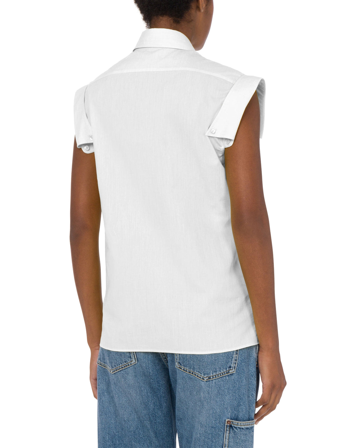 Chemise sans manches Multi Collars en coton - White