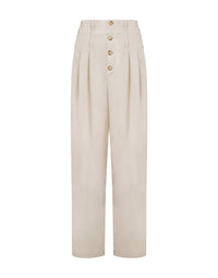 Pantalon effet trench en coton - Beige