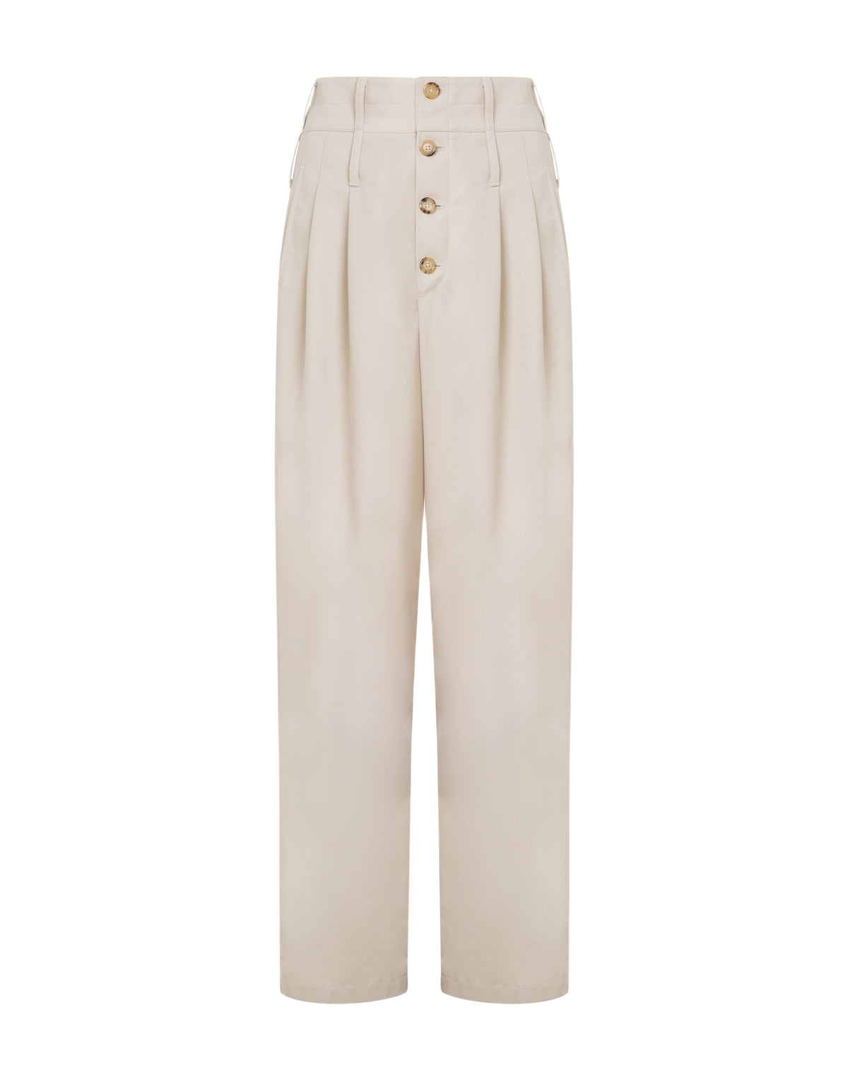Pantalon effet trench en coton - Beige