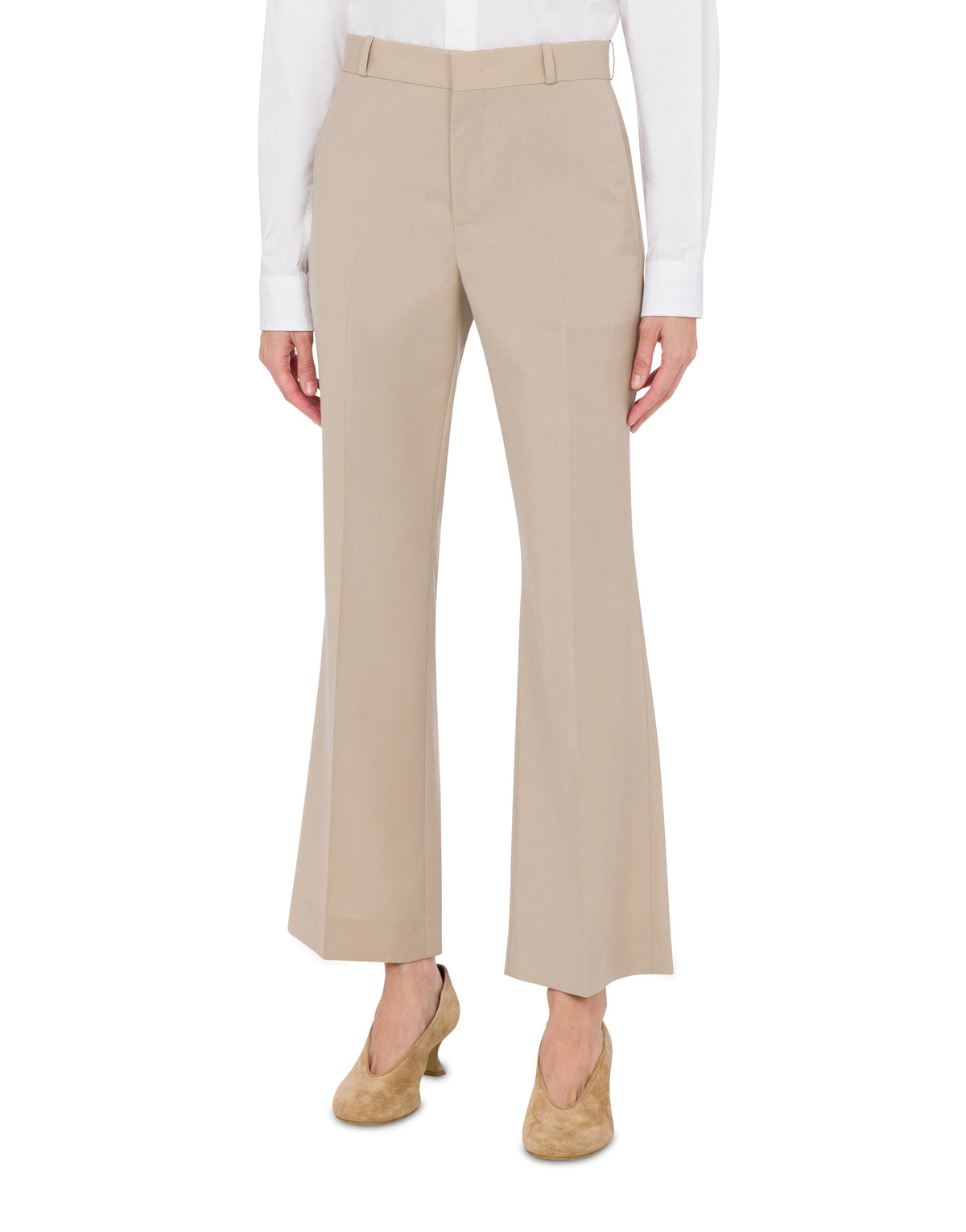 Pantalon coupe structurée en laine - Beige