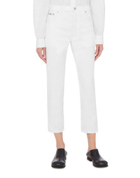 Pantalon court coupe droite en coton - White
