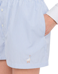 Short broderie Goose en coton - Blue